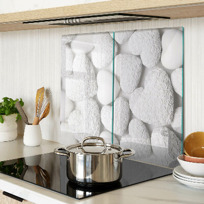 Glass chopping board White hearts with a pattern