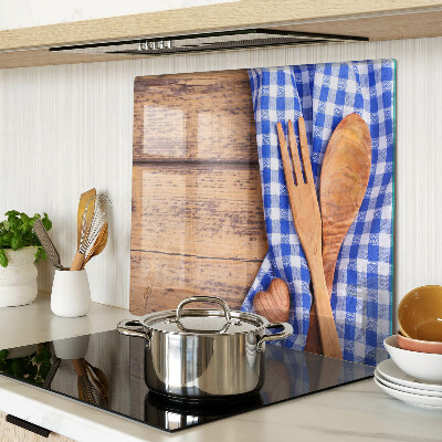 Glass kitchen board Kitchen theme with wooden accessories