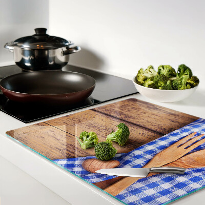 Glass kitchen board Kitchen theme with wooden accessories