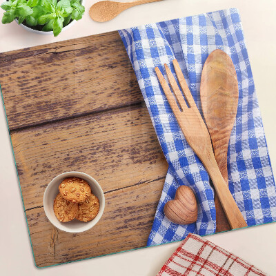 Glass kitchen board Kitchen theme with wooden accessories