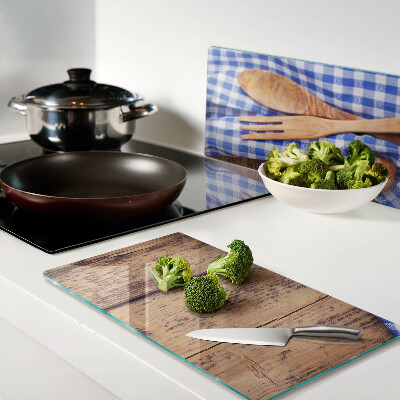 Glass kitchen board Kitchen theme with wooden accessories