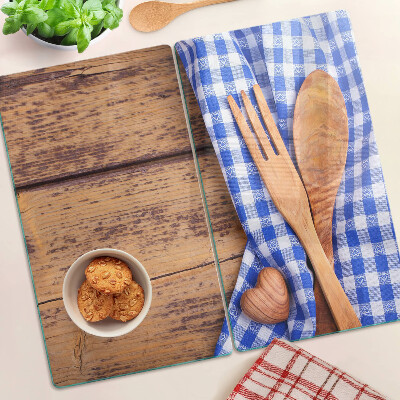 Glass kitchen board Kitchen theme with wooden accessories