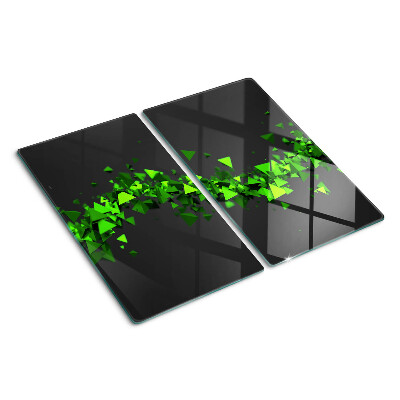 Glass kitchen board Green triangles on a black background