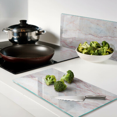 Glass chopping board Marble pattern in shades of pink