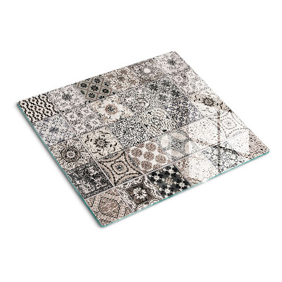 Glass kitchen board Tile patterns in shades of gray