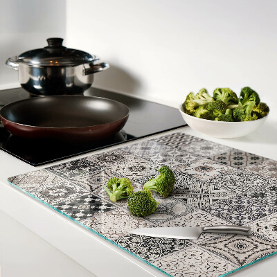 Glass kitchen board Tile patterns in shades of gray