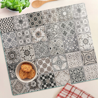 Glass kitchen board Tile patterns in shades of gray