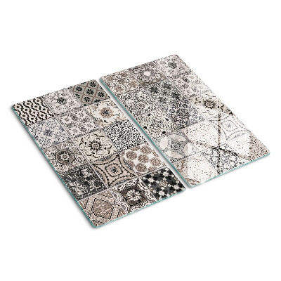 Glass kitchen board Tile patterns in shades of gray
