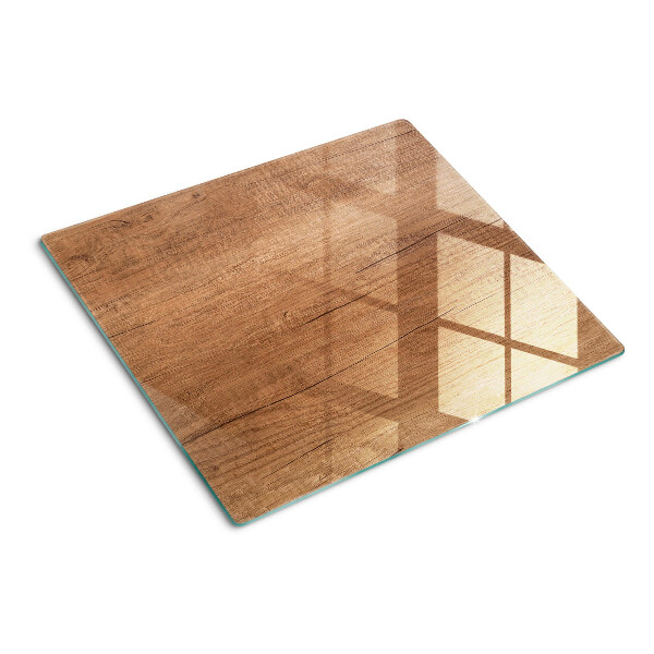 Glass chopping board Wood with window reflection