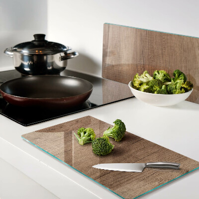 Glass chopping board Wood with window reflection