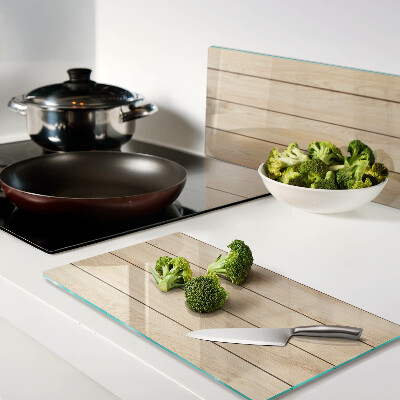 Glass kitchen board Light colored wooden board