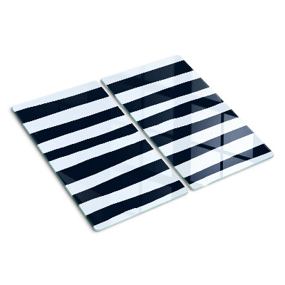 Glass kitchen board Navy blue and white vertical stripes