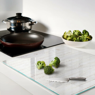 Glass kitchen board White wooden boards