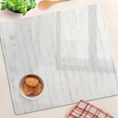 Glass kitchen board White wooden boards