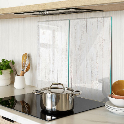 Glass kitchen board White wooden boards