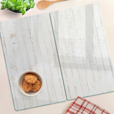 Glass kitchen board White wooden boards