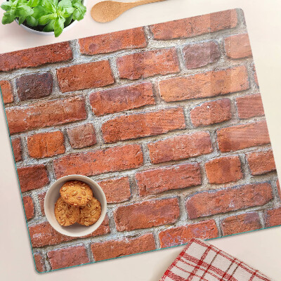 Glass chopping board Brick wall