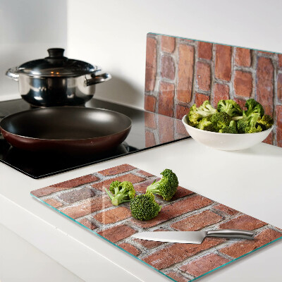 Glass chopping board Brick wall