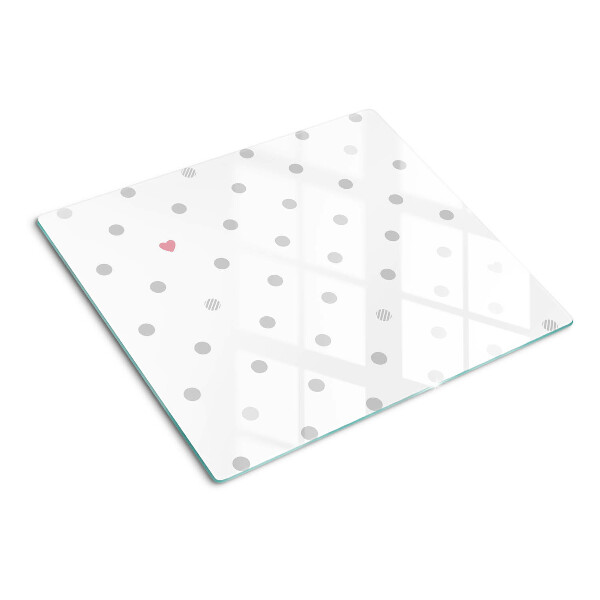 Glass kitchen board Dots and a heart