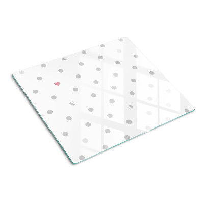 Glass kitchen board Dots and a heart