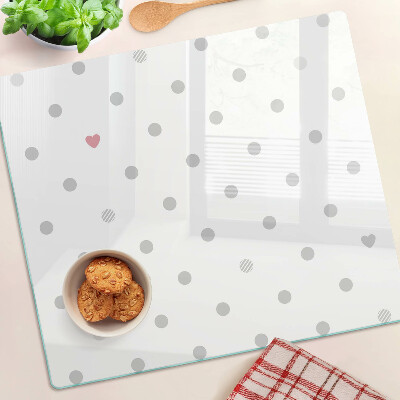 Glass kitchen board Dots and a heart