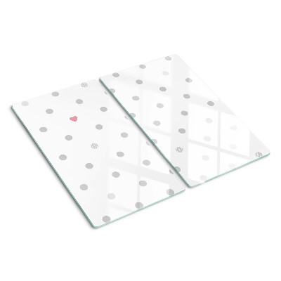 Glass kitchen board Dots and a heart