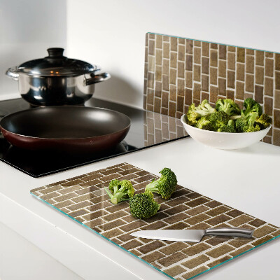 Glass chopping board Brick wall
