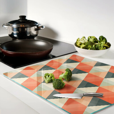 Glass kitchen board Triangles in shades of orange