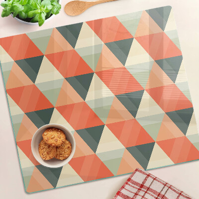 Glass kitchen board Triangles in shades of orange