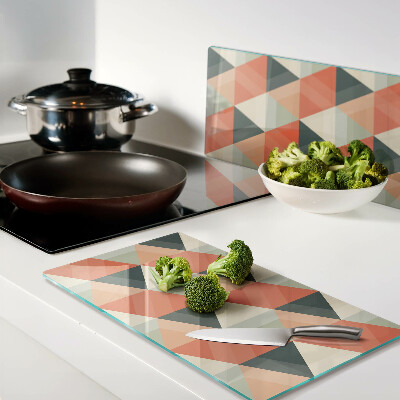 Glass kitchen board Triangles in shades of orange