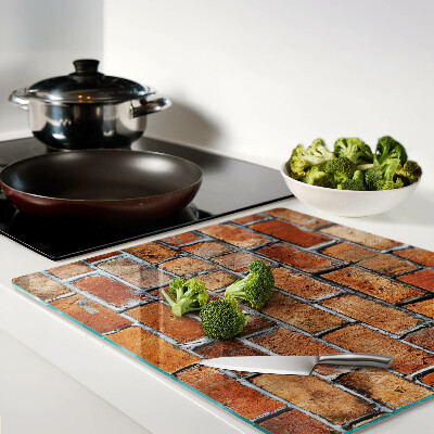 Glass kitchen board Brick wall
