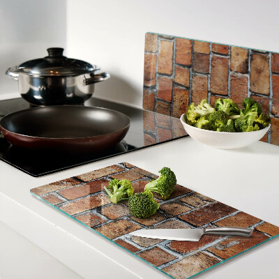 Glass kitchen board Brick wall