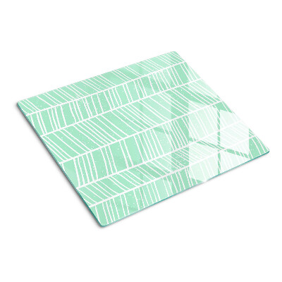 Glass chopping board Green stripes with white lines