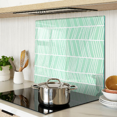 Glass chopping board Green stripes with white lines