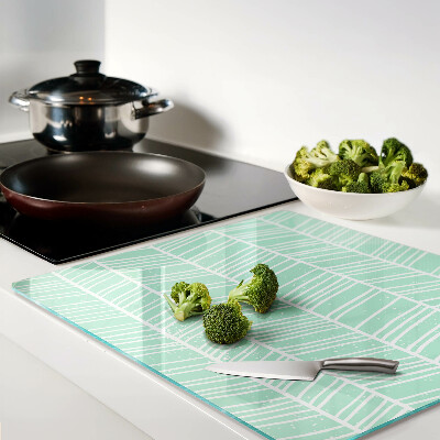 Glass chopping board Green stripes with white lines
