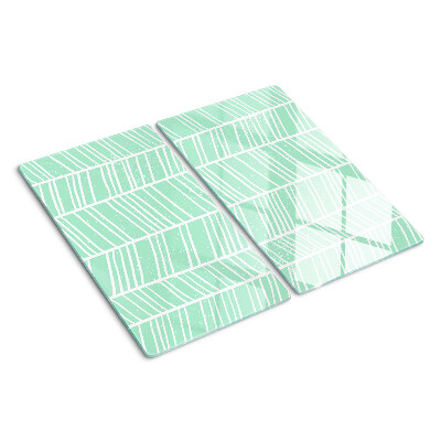 Glass chopping board Green stripes with white lines