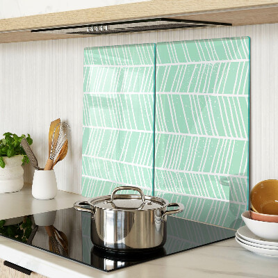 Glass chopping board Green stripes with white lines