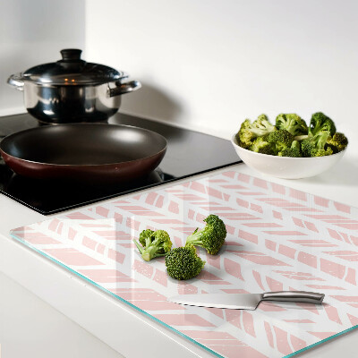 Glass chopping board Leaves in a pink shade