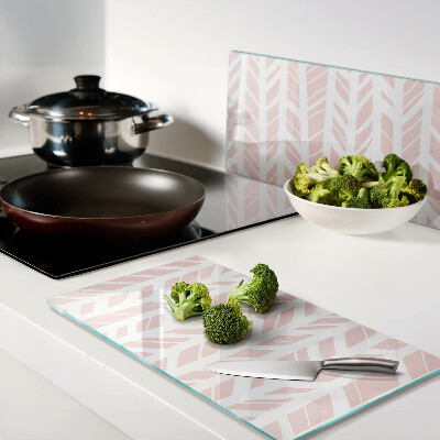 Glass chopping board Leaves in a pink shade