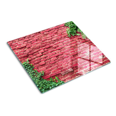 Glass kitchen board Brick wall with plants