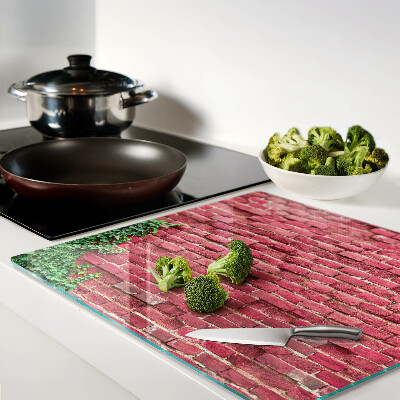 Glass kitchen board Brick wall with plants