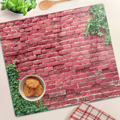 Glass kitchen board Brick wall with plants