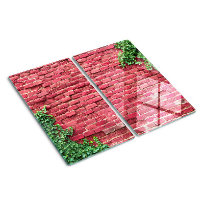 Glass kitchen board Brick wall with plants