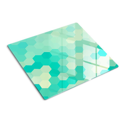 Glass chopping board Hexagonal pattern in shades of turquoise