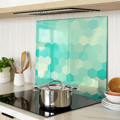 Glass chopping board Hexagonal pattern in shades of turquoise