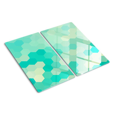 Glass chopping board Hexagonal pattern in shades of turquoise
