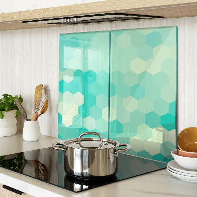 Glass chopping board Hexagonal pattern in shades of turquoise