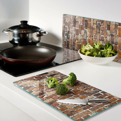 Glass kitchen board Brick wall