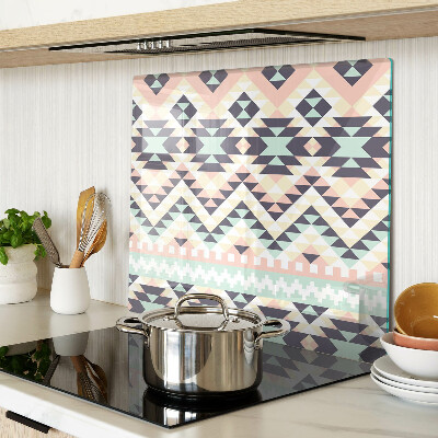 Glass kitchen board Geometric motif in pastel colors