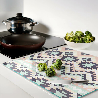 Glass kitchen board Geometric motif in pastel colors